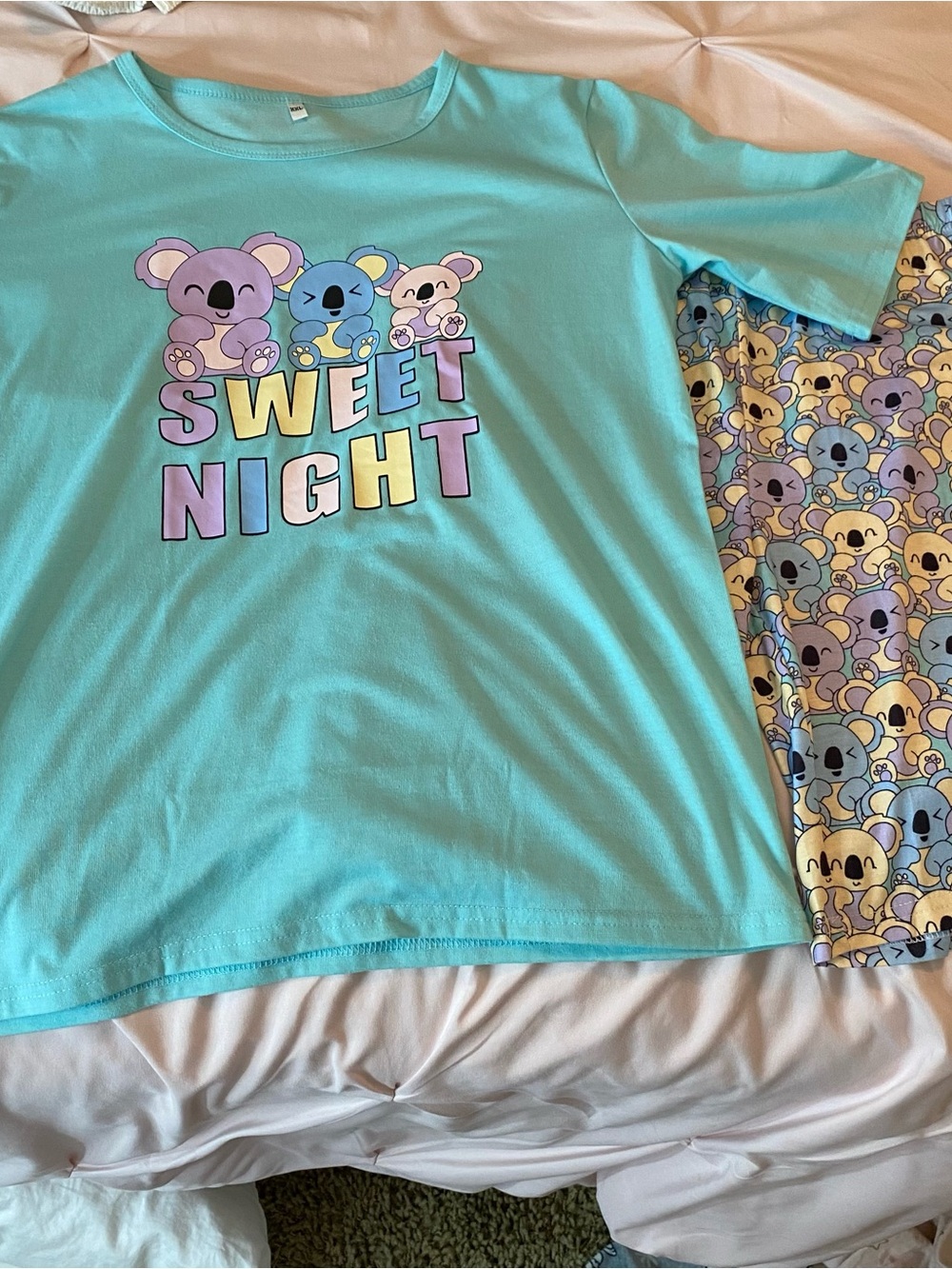 Sweet Night Kids' XXL Pajama Set - Aqua with Koala Print